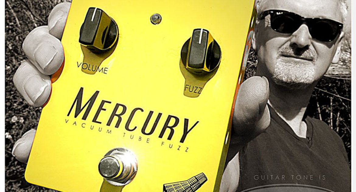 Mercury Vacuum Tube Fuzz Guitar pedal held by a man
