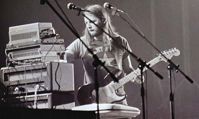 David Gilmour making adjustments to his Echorec