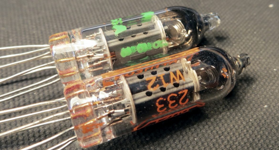 Raytheon and Sylvania subminiature 6021 tubes